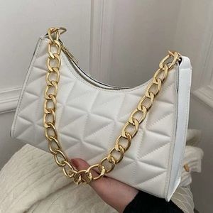 White and Gold Shoulder Purse